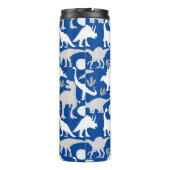 Gray Dino Pattern L Blue BG Thermosbecher (Rückseite)