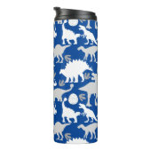 Gray Dino Pattern L Blue BG Thermosbecher (Nach rechts gedreht)