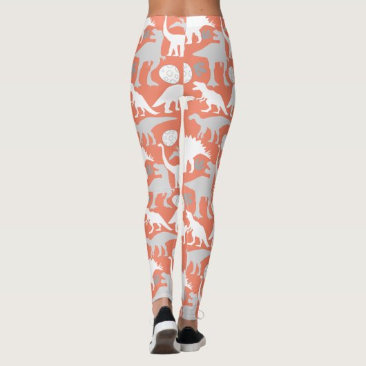 Gray Dino Pattern Orange BG Leggings (Rückseite)