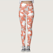 Gray Dino Pattern Orange BG Leggings (Vorderseite)