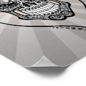 Gray DJ Sugar Skull mit Lichtstrahlen Poster (Ecke)