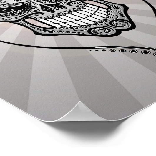 Gray DJ Sugar Skull mit Lichtstrahlen Poster (Ecke)