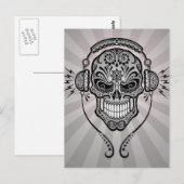 Gray DJ Sugar Skull mit Lichtstrahlen Postkarte (Vorne/Hinten)