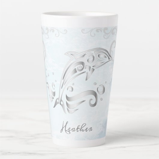 Gray Dolphin Personalisiert Latte Tasse (Vorderseite)