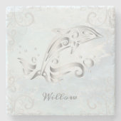 Gray Dolphin Personalisiert Stone Untersetzer (Vorderseite)
