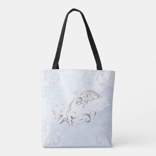 Gray Dolphin Personalisiert Tote Bag Tasche (Rückseite)