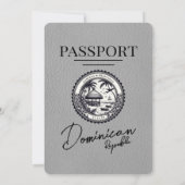 Gray Dominican Republic Passport Wedding Einladung (Rückseite)
