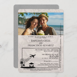 Gray Dominican Republic Passport Wedding Einladung