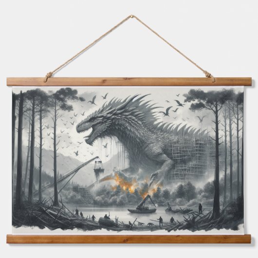 Gray Dragon Art Weave Wandteppich Mit Holzrahmen (Vorne)