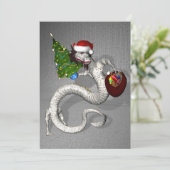 Gray Dragon Santa Claus Einladung (Stehend Vorderseite)
