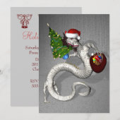 Gray Dragon Santa Claus Einladung (Vorne/Hinten)