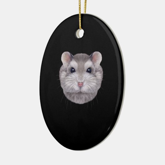 Gray Dwarf Hamster Face Keramik Ornament (Links)