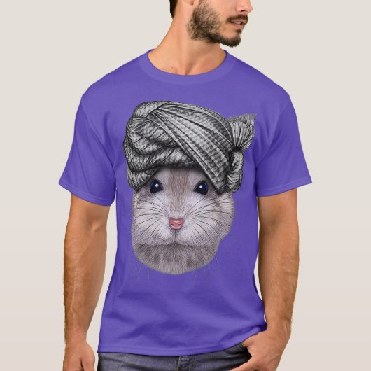 Gray Dwarf Hamster mit Turban Head Wrap T-Shirt (Vorderseite)