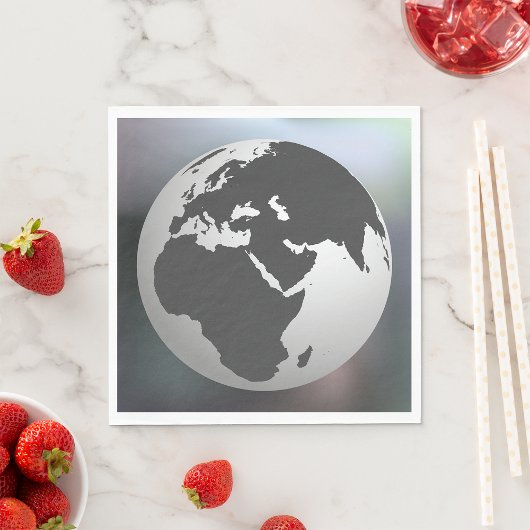 Gray Earth Globe Serviette
