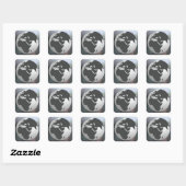 Gray Earth Globe Square Sticker (Blatt)