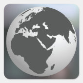 Gray Earth Globe Square Sticker (Vorderseite)