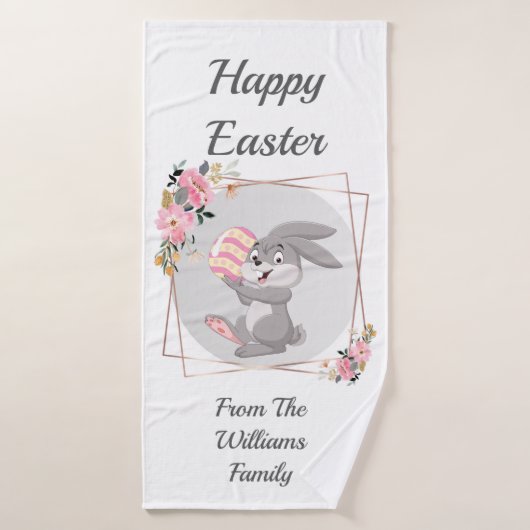 Gray Easter Bunny Personalized Bath Towel Badehandtuch (Badehandtuch)