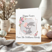 Gray Easter Bunny Personalized Folded Card Karte