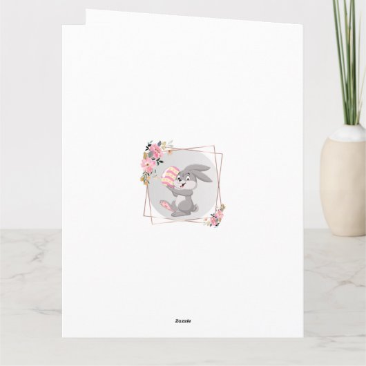 Gray Easter Bunny Personalized Folded Card Karte (Rückseite)