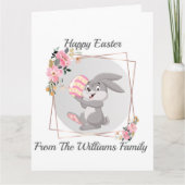 Gray Easter Bunny Personalized Folded Card Karte (Vorderseite)