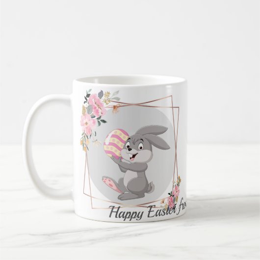 Gray Easter Bunny Personalized Mug Kaffeetasse (Links)
