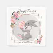 Gray Easter Bunny Personalized Paper Napkin Serviette (Vorderseite)
