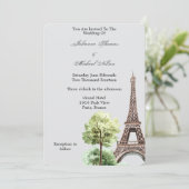 Gray Eiffel Tower Paris Wedding Einladung (Stehend Vorderseite)