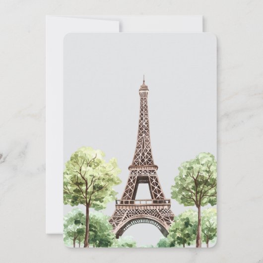 Gray Eiffel Tower Paris Wedding Einladung (Rückseite)
