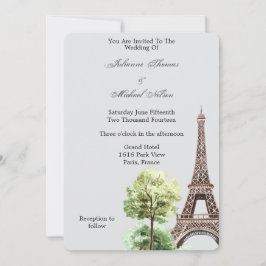 Gray Eiffel Tower Paris Wedding Einladung
