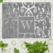 Gray Elegant Blühe Monogramm Handtuch (Gefaltet)