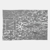 Gray Elegant Blühe Monogramm Handtuch (Horizontal)