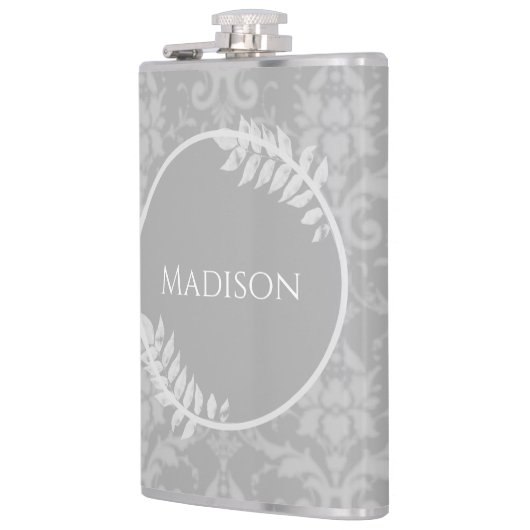 Gray Elegant Damask Flask Flachmann (Links)