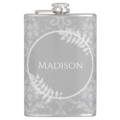 Gray Elegant Damask Flask Flachmann (Vorderseite)