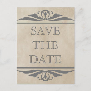 Gray Elegant Deko Save the Date Postkarte