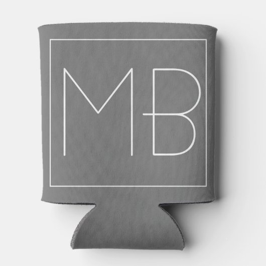 Gray Elegant Einzigartig Mit Monogramm Dosenkühler (Rückseite)