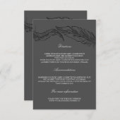 Gray Elegant Feathers Wedding Details Begleitkarte (Vorne/Hinten)