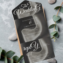 Gray Elegant Kalligrafy Wedding All In One Einladung