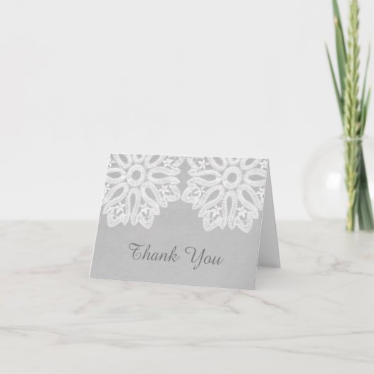 Gray Elegant Lace Dankeschön Card Dankeskarte (Vorderseite)