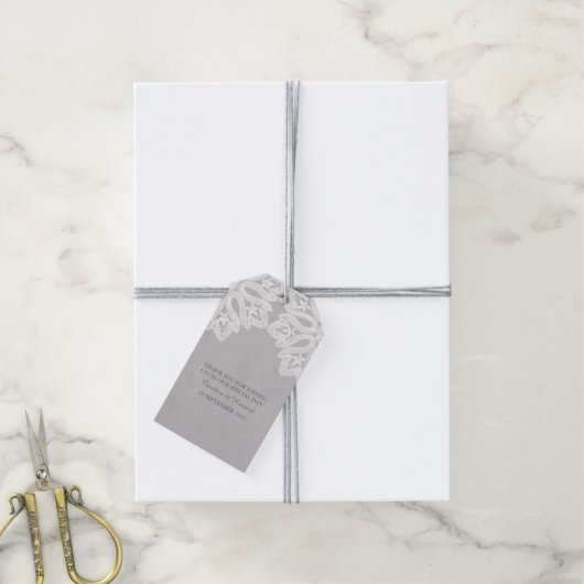 Gray Elegant Lace Gift Tags Geschenkanhänger (Mit Garn)