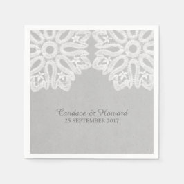 Gray Elegant Lace Paper Napkins Serviette