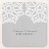 Gray Elegant Lace Paper Untersetzer (Vorderseite)