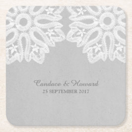 Gray Elegant Lace Paper Untersetzer