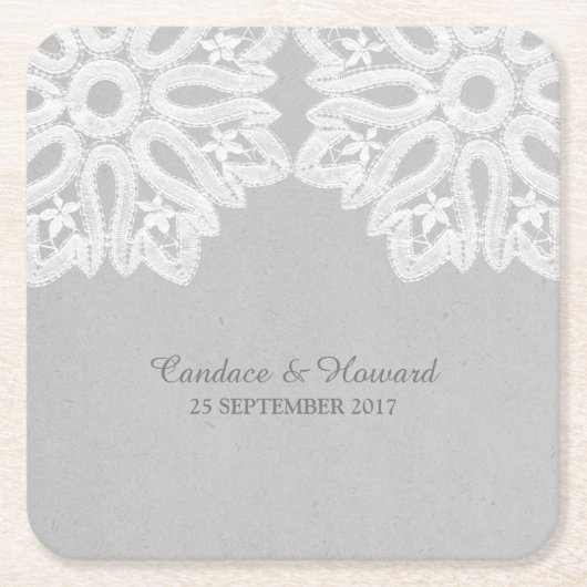 Gray Elegant Lace Paper Untersetzer (Vorderseite)