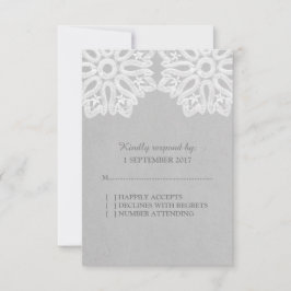 Gray Elegant Lace RSVP Card