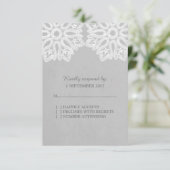 Gray Elegant Lace RSVP Card Karte (Stehend Vorderseite)