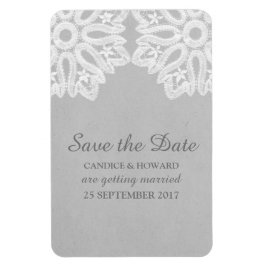 Gray Elegant Lace Save the Date Flexi Magnet