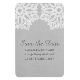 Gray Elegant Lace Save the Date Flexi Magnet