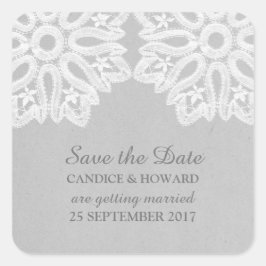 Gray Elegant Lace Save the Date Stickers