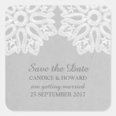 Gray Elegant Lace Save the Date Stickers (Vorderseite)