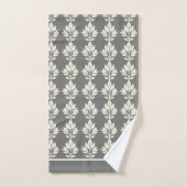 Gray Elegant Leaf Pattern Badhandtuch Set (Handtuch)
